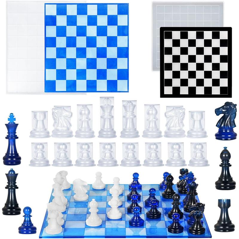 Resin Art Table - Cetakan Set Catur Resin dengan Papan