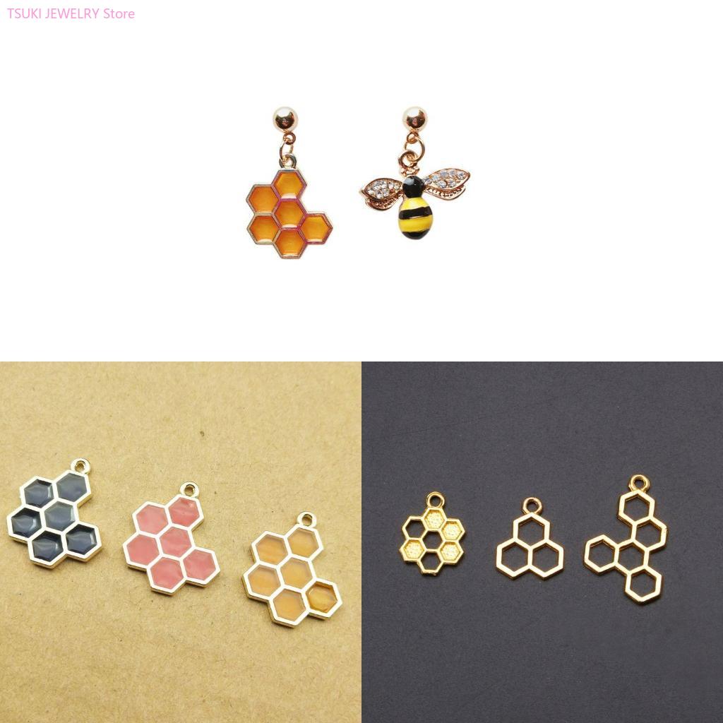 Bezels Pendant Resin - 62KE 10x/Set Liontin Sarang Lebah Emas