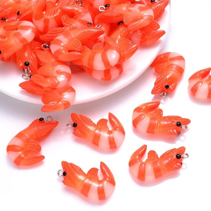 Resin Art Engagement - 10 Buah Liontin Udang Lobster Simulasi