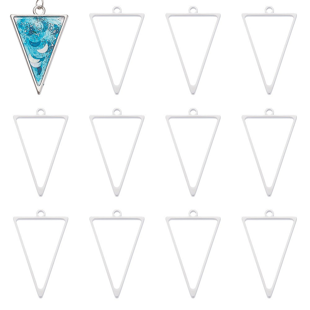 Bezels Pendant Resin - 16Pcs Liontin Bingkai Segitiga Terbuka dari