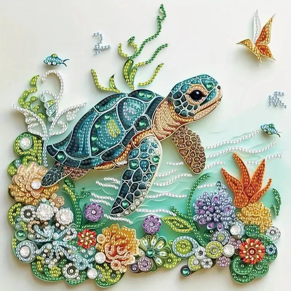 Resin Art For Beginner - Kit Lukisan Berlian Bentuk Khusus Penyu