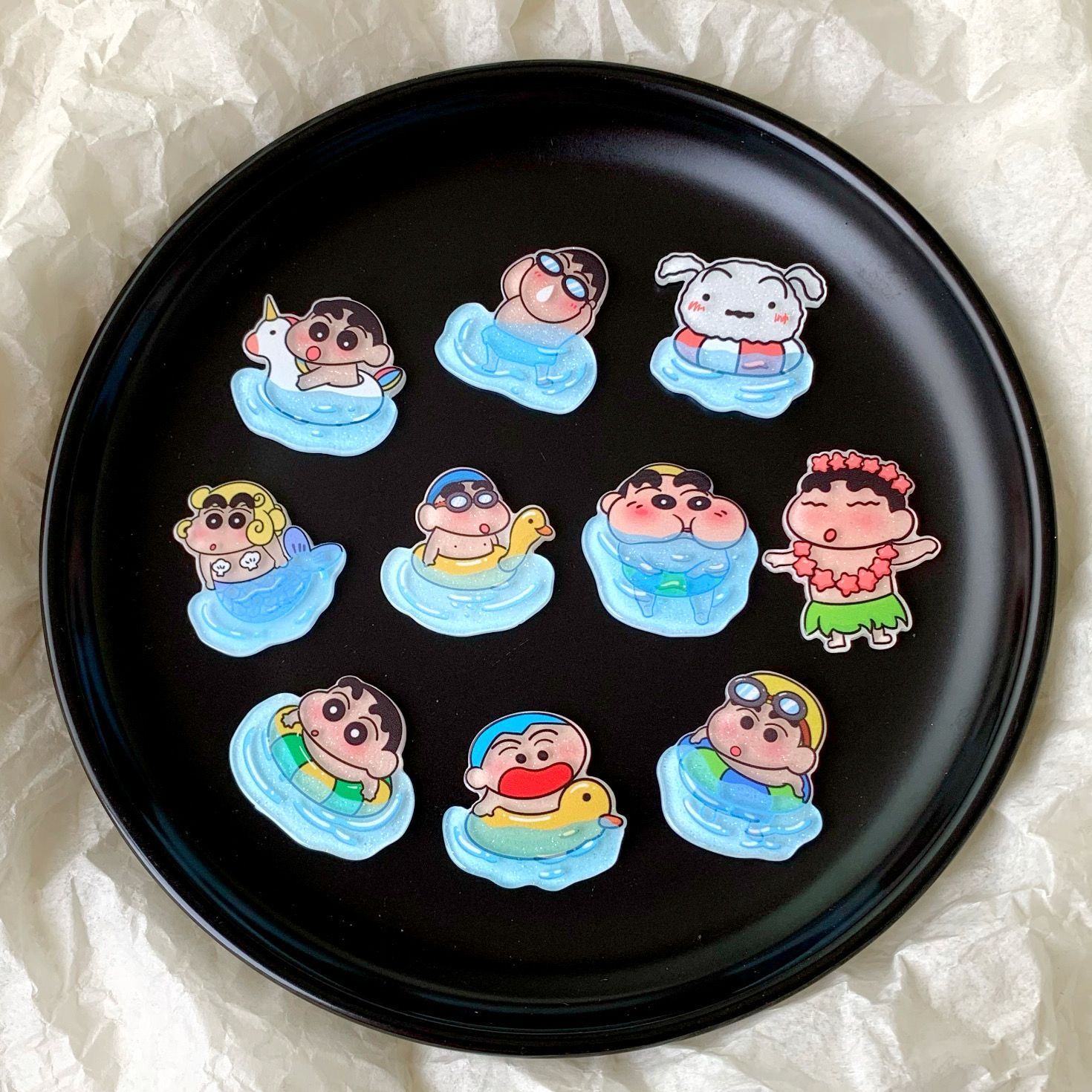 Resin Art Sticker - Aksesoris resin Crayon Shin-chan, kipas, gelas,
