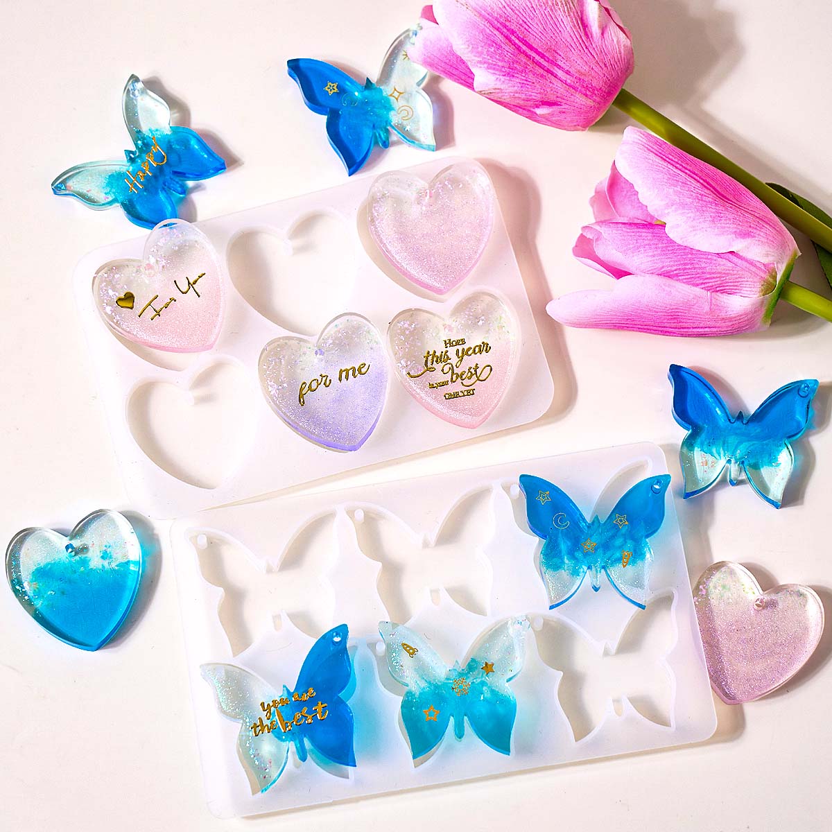 Resin Art Liquid - Cetakan Silikon Anting Enam Lubang dengan