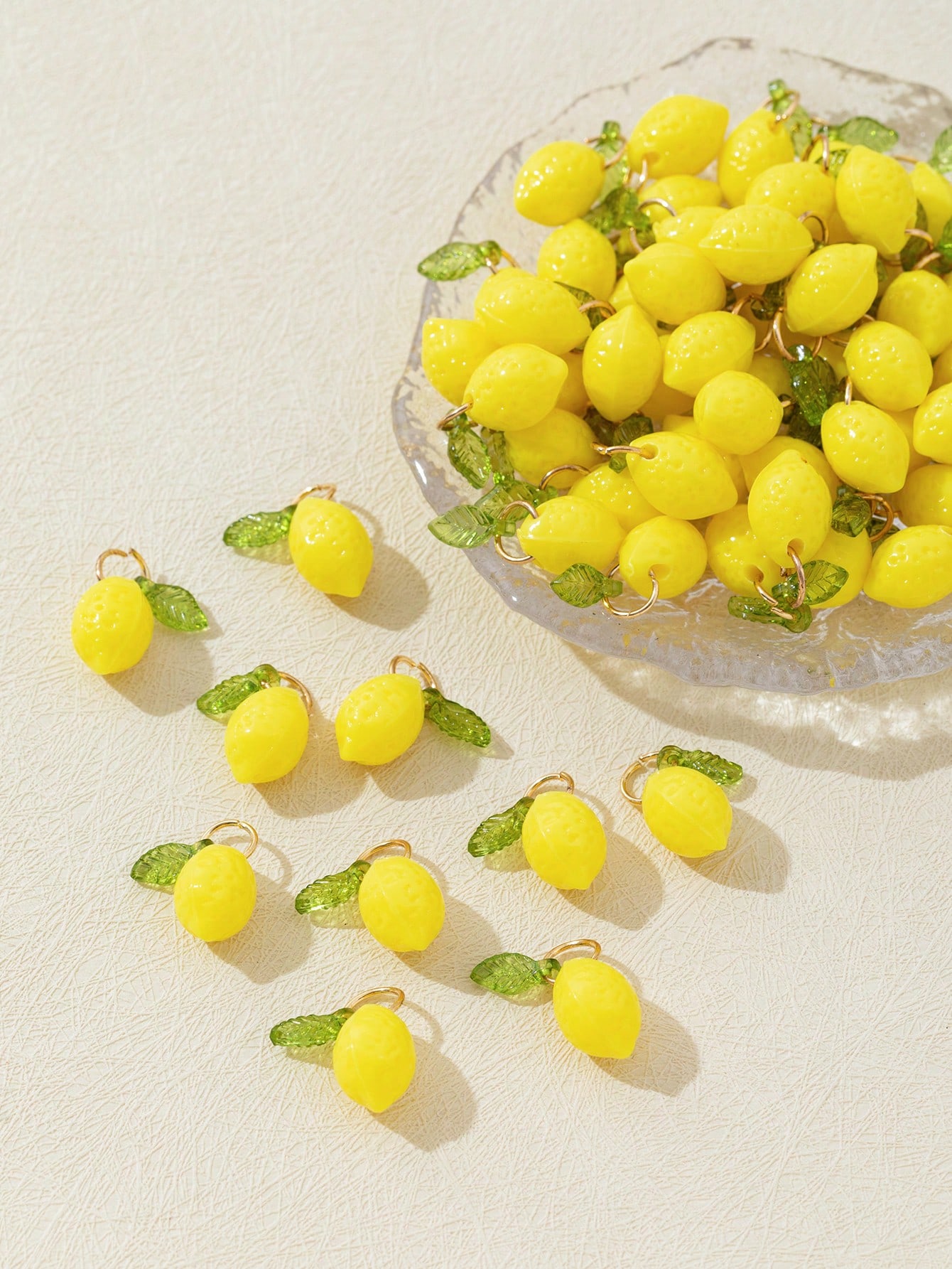 Resin Art Earrings - 10 Buah Liontin Resin Lemon 3D,