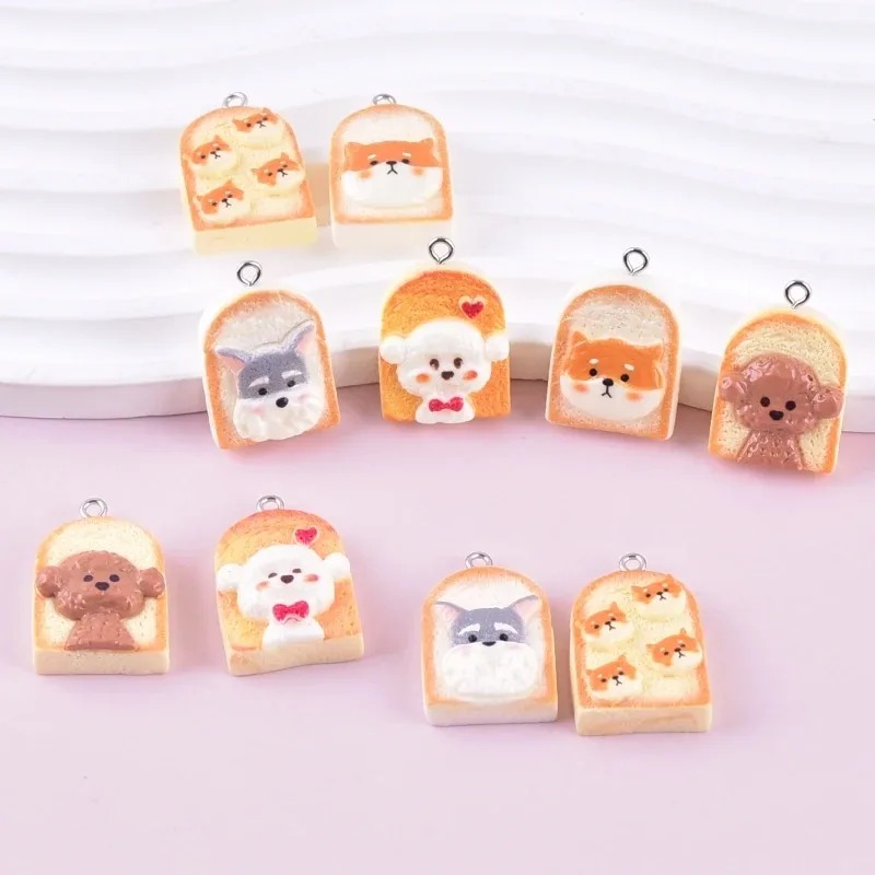 Resin Art Earrings - 10 Buah Liontin Resin Anjing Roti