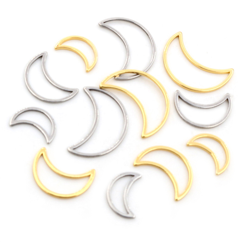 Bezels Pendant Resin - 20Pcs 3 Ukuran Moon Charm Gold
