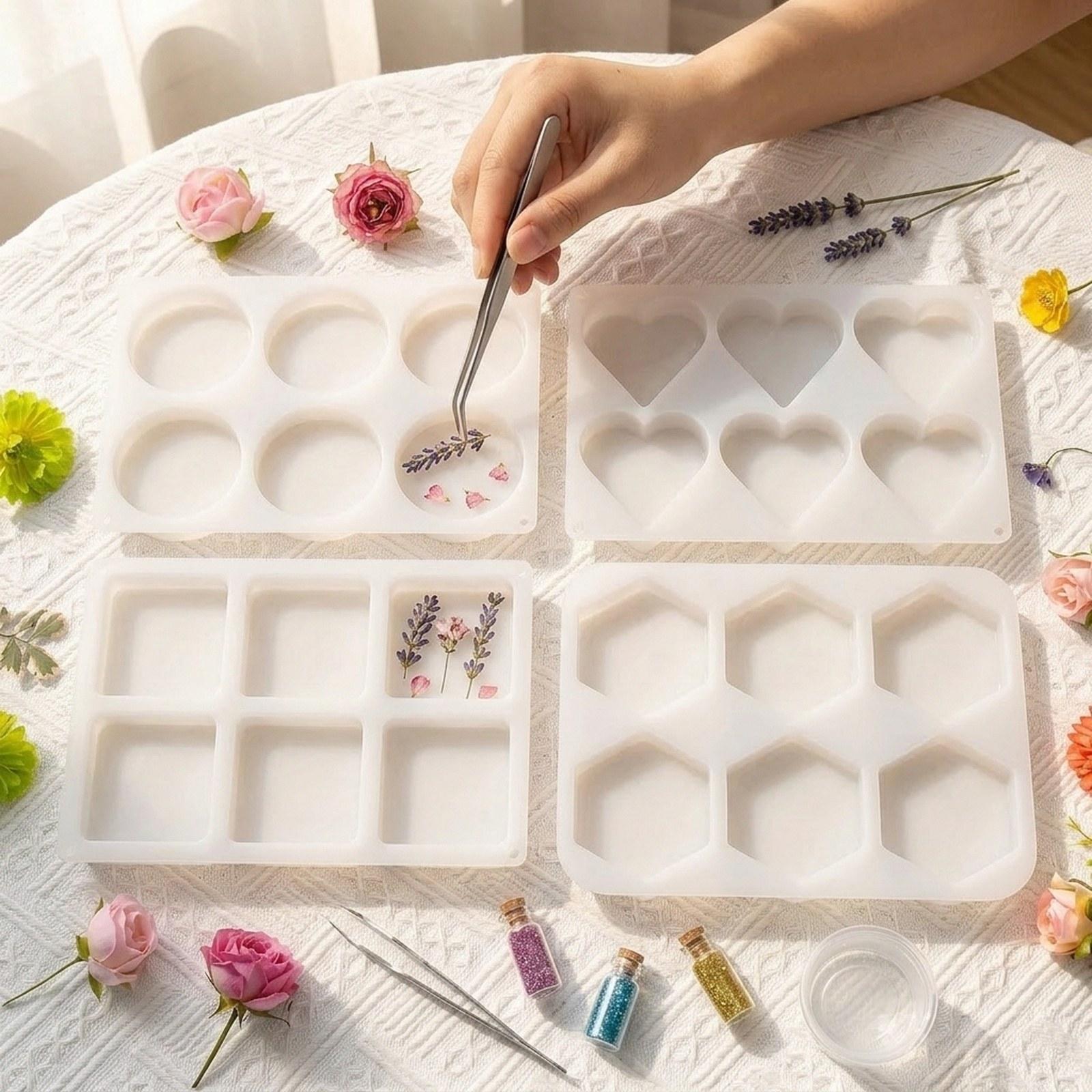Resin Art Coasters - 4Pcs Cetakan Coaster Resin Dalam Bentuk