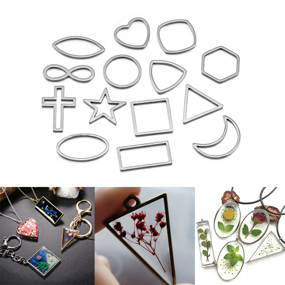 Bezels Pendant Resin - 30 Buah/Lot Cetakan Batas Geometris Berongga