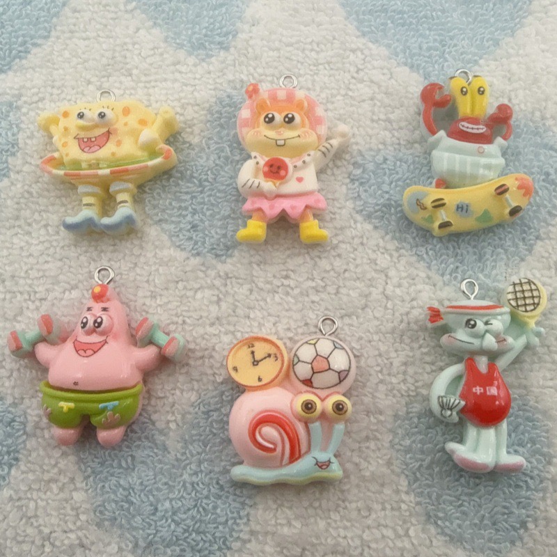 Resin Art Earrings - 10 buah liontin resin kartun, anting-anting