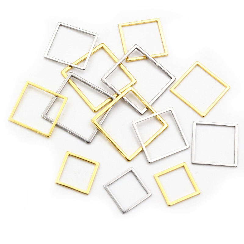 Bezels Pendant Resin - 20Pcs 3 Ukuran Persegi Pesona Emas