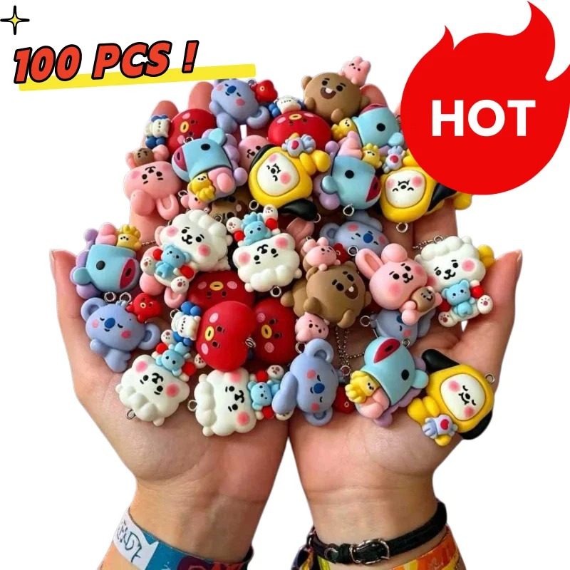 Resin Art Earrings - 7pcs BT21 Resin Kartun Charm Aksesoris
