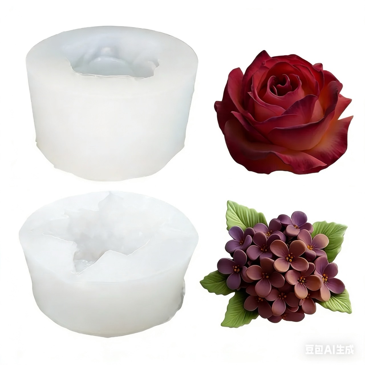 Resin Art Wedding Gift - 2 Buah Cetakan Silikon Bunga Mawar