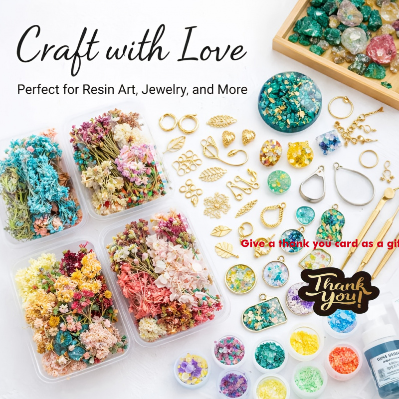 Resin Art Wedding Gift - 10 Kotak Set Buket Bunga Kering