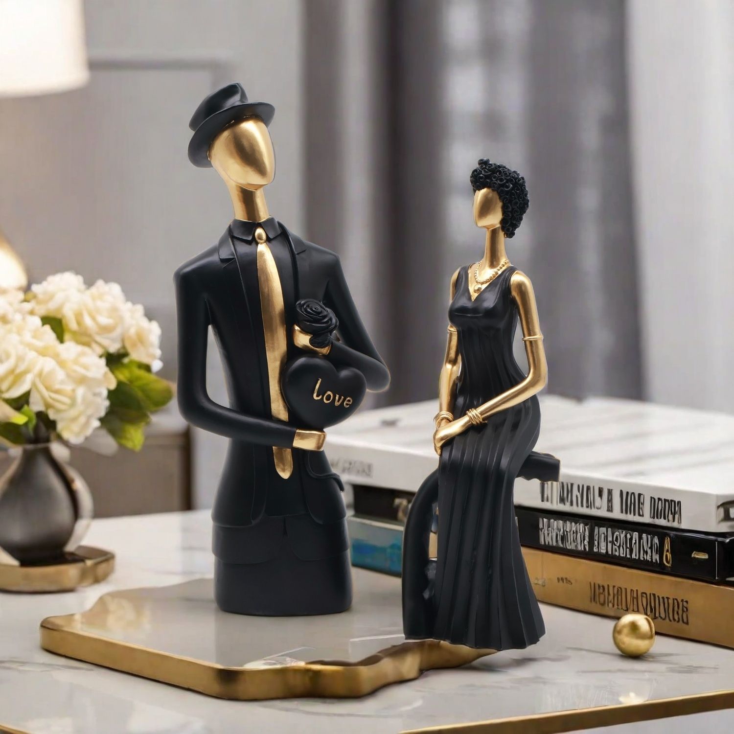 Resin Art Wedding Gift - Patung Resin Dekoratif Gaya Nordik untuk