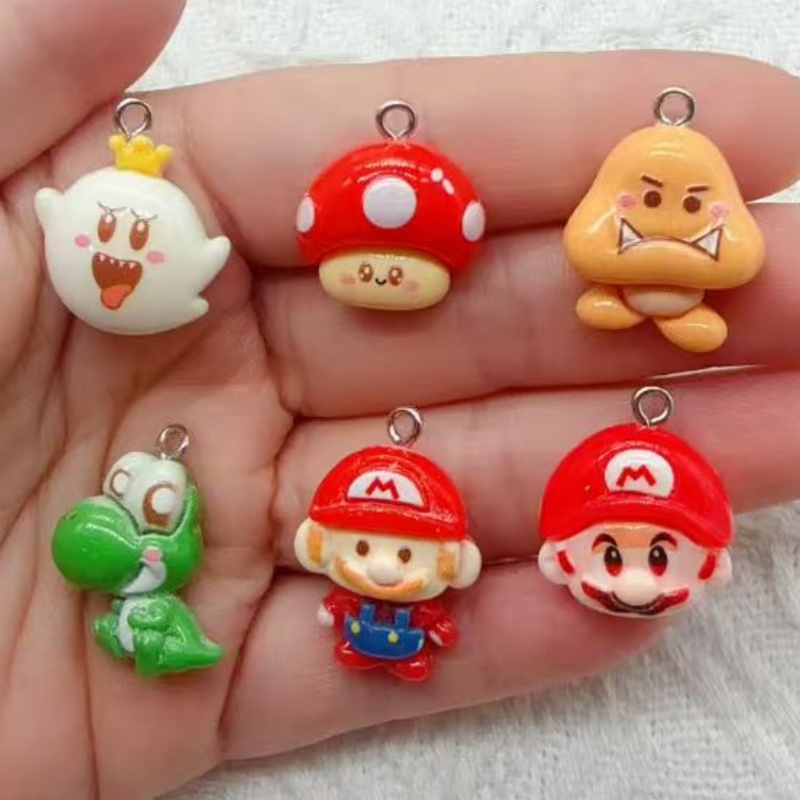 Resin Art Earrings - 10 buah liontin kartun resin, aksesoris