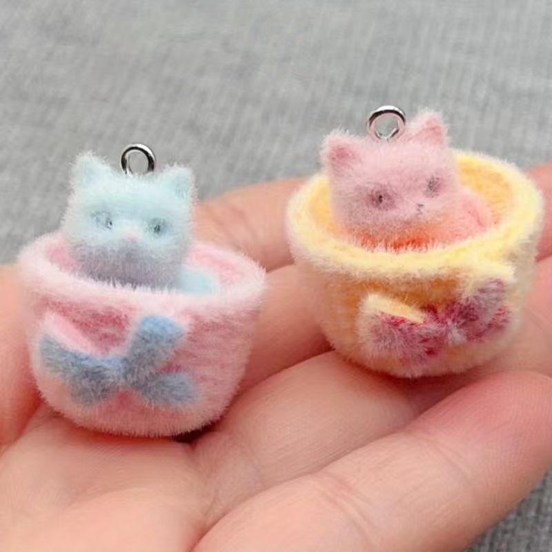 4 buah liontin kucing resin 3D - Resin Art Earrings ulasan dan harga