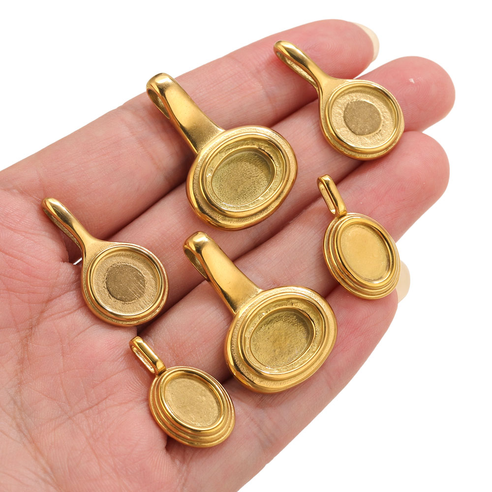 5 pcs Alas Liontin Oval Bulat  - Bezels Pendant Resin ulasan dan harga