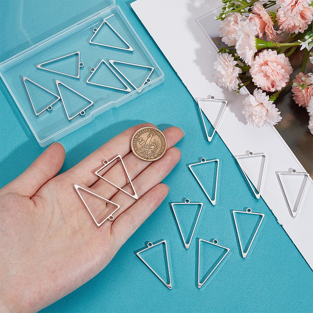 16Pcs Liontin Bingkai Segitiga - Bezels Pendant Resin ulasan dan harga