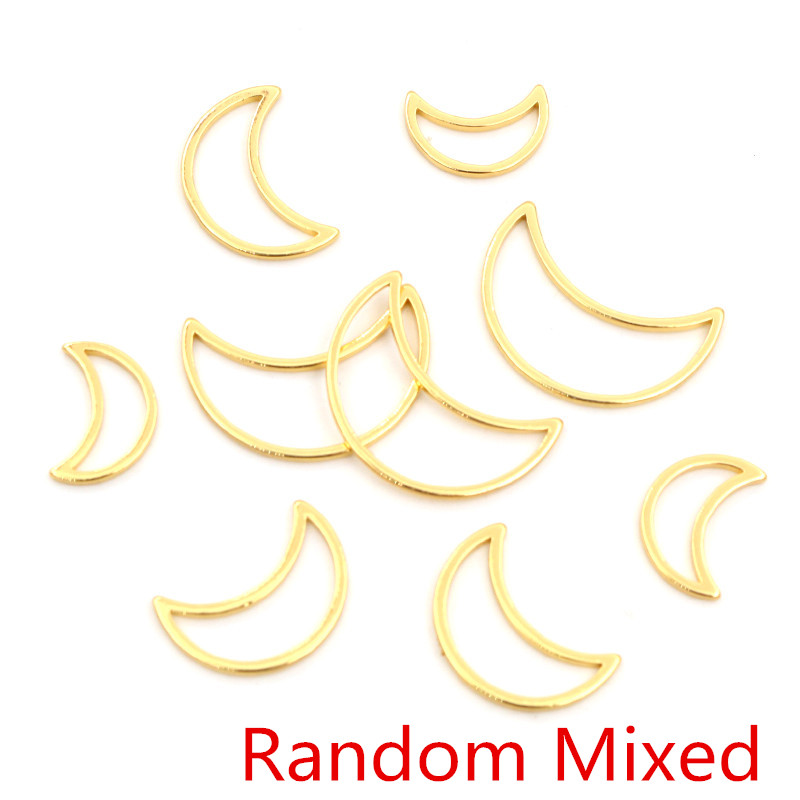 20Pcs 3 Ukuran Moon Charm Gold - Bezels Pendant Resin ulasan dan harga