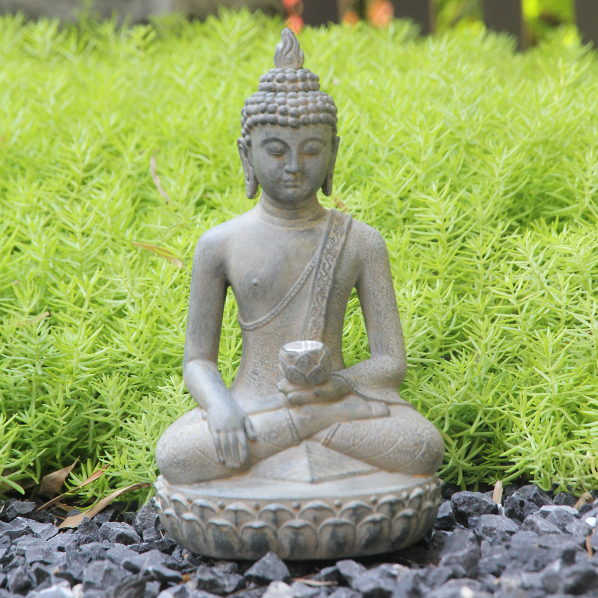 Patung Buddha bertenaga surya  - Resin Art India ulasan dan harga