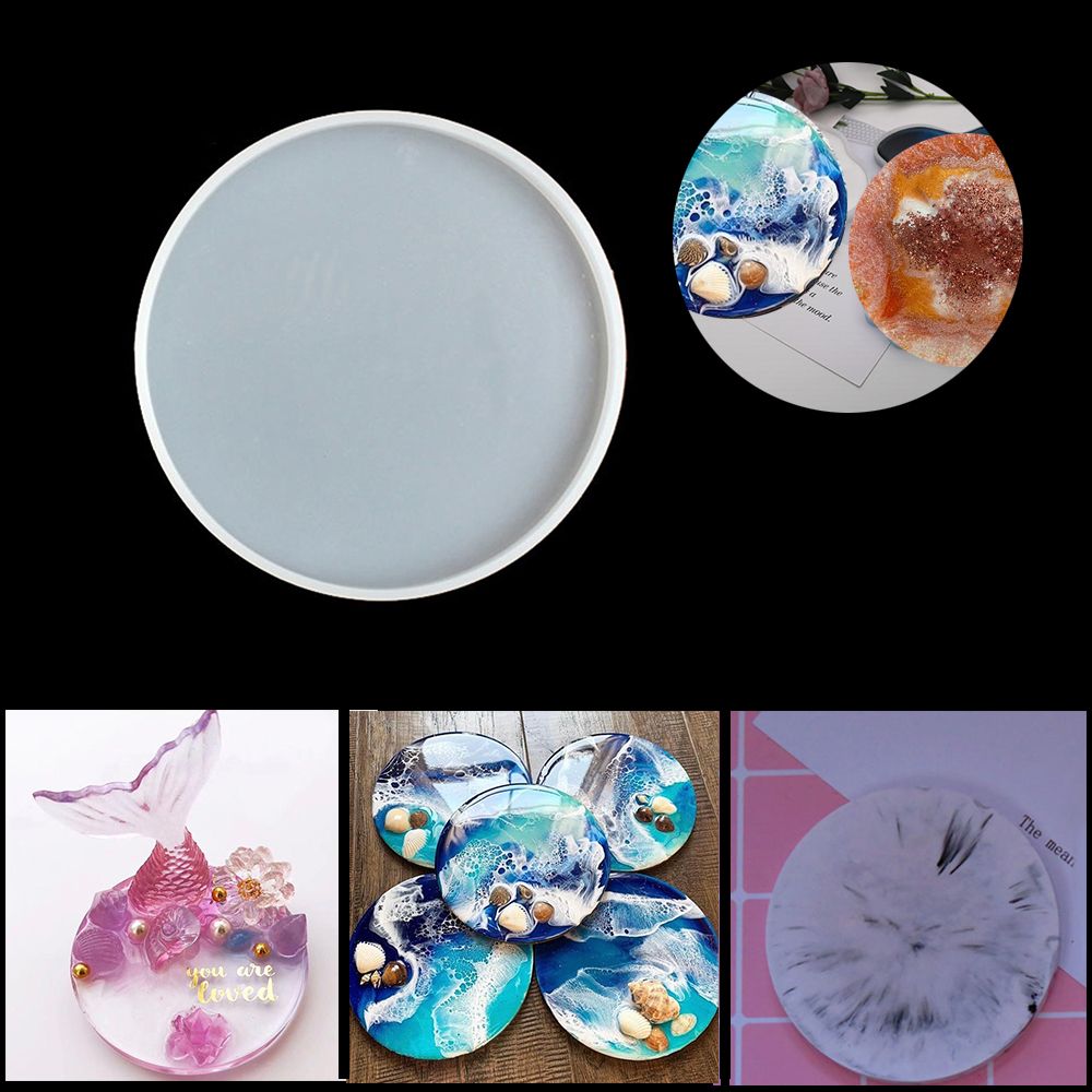 Transparan seni cairan bulat C - Resin Art Coasters ulasan dan harga