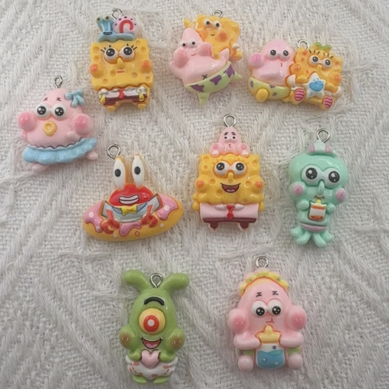 10 buah liontin resin kartun,  - Resin Art Earrings ulasan dan harga