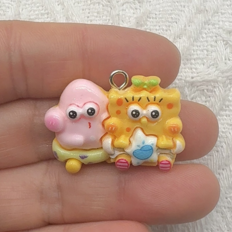 10 buah liontin resin kartun,  - Resin Art Earrings ulasan dan harga