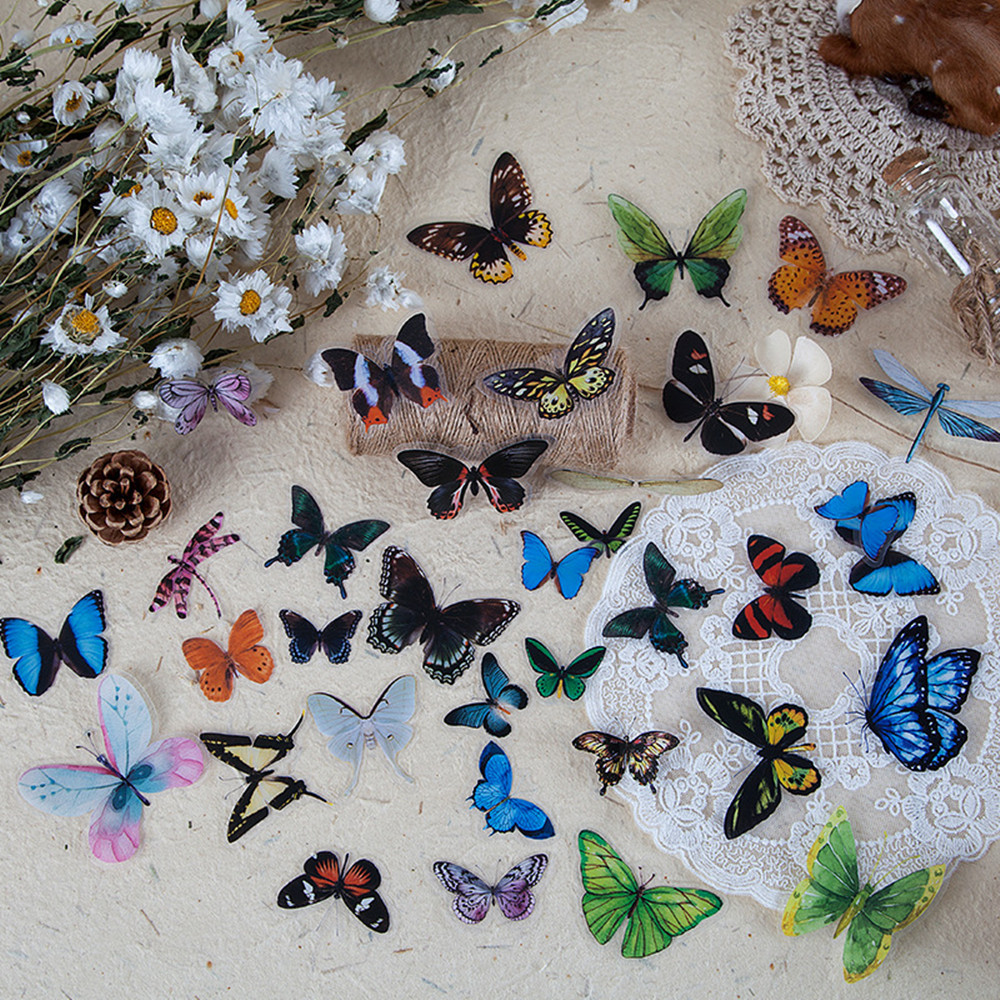 40 buah/kantong stiker kupu-ku - Resin Art Sticker ulasan dan harga